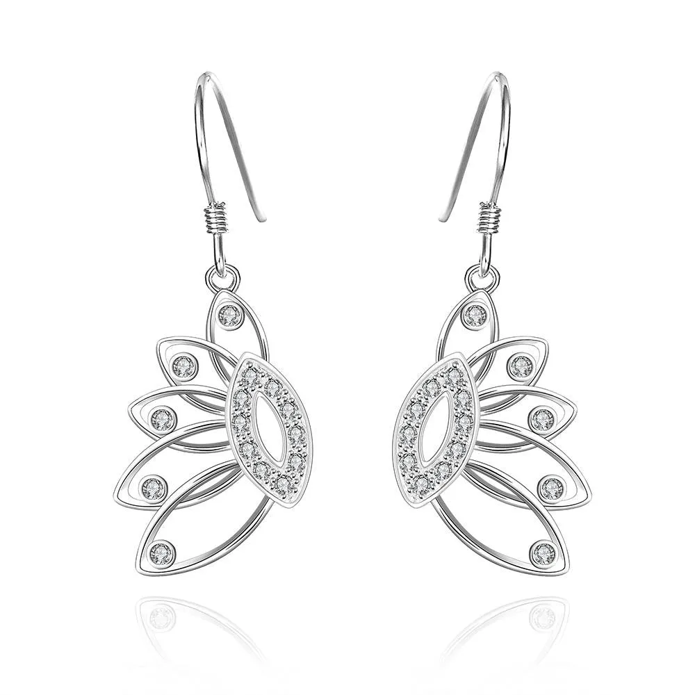 silver plated earings butterfly white star stud brincos Elegant 243 ELY