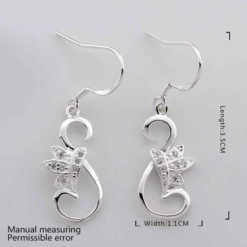 silver plated earings butterfly white star stud brincos Elegant 243 ELY