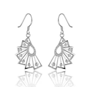 silver plated earings butterfly white star stud brincos Elegant 243 ELY