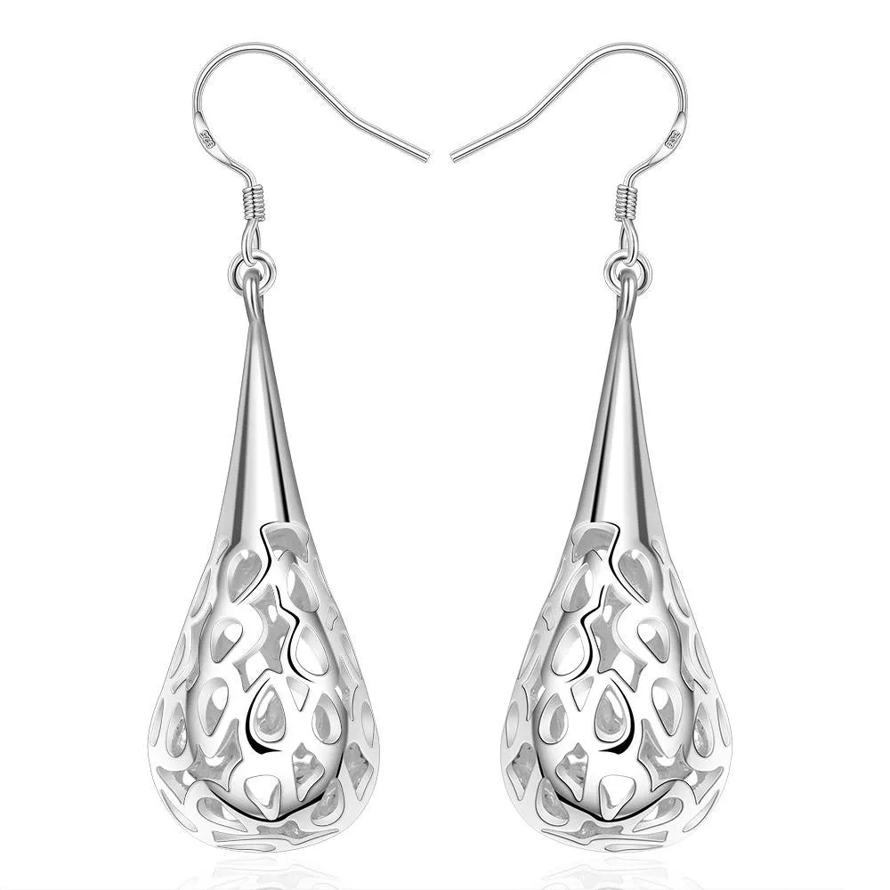 silver plated earring Hollow Egg Shaped drop oorbellen love 276 ELY