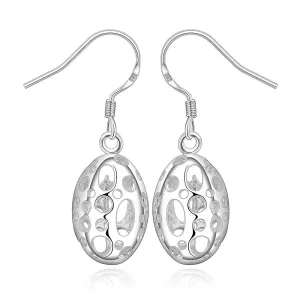 silver plated earring Hollow Egg Shaped drop oorbellen love 276 ELY