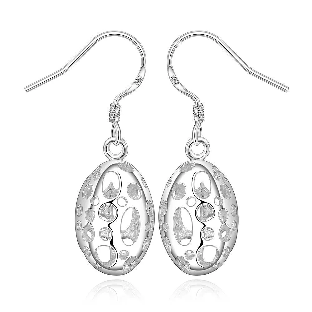 silver plated earring Hollow Egg Shaped drop oorbellen love 276 ELY