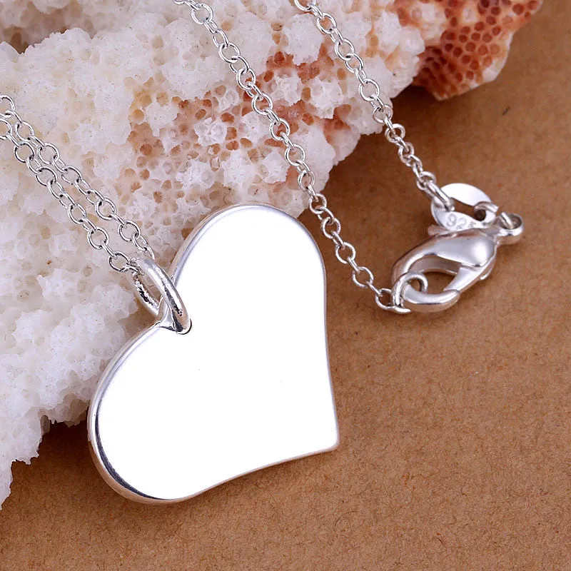 silver-plated pendant Heart Tag collares Elegant ELY