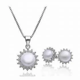 simulated pearl jewelry sets sun necklace earrings bijoux NPLS 24 ELY
