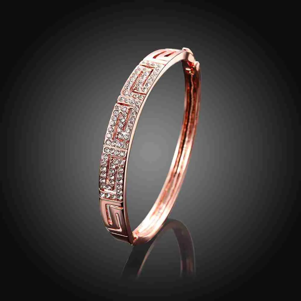 Trendy 18K Gold Plating Letter shaped inlay crystal men bracelet prices in euros ELY