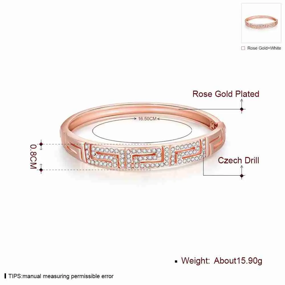 Trendy 18K Gold Plating Letter shaped inlay crystal men bracelet prices in euros ELY