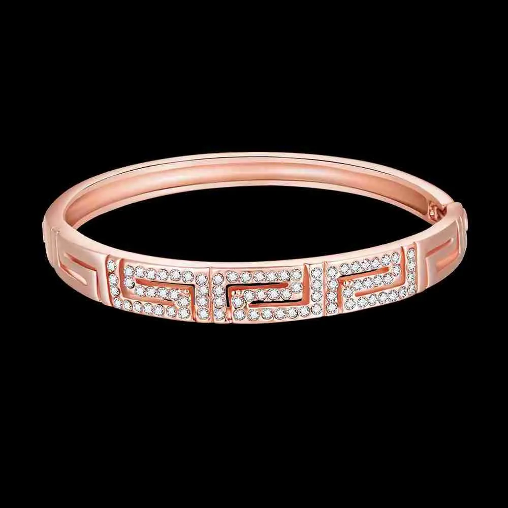 Trendy 18K Gold Plating Letter shaped inlay crystal men bracelet prices in euros ELY