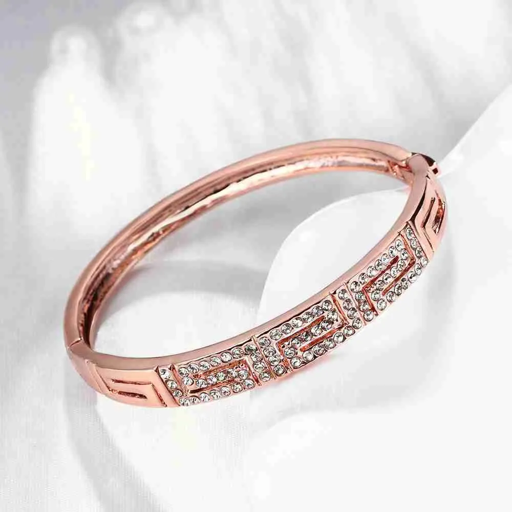 Trendy 18K Gold Plating Letter shaped inlay crystal men bracelet prices in euros ELY