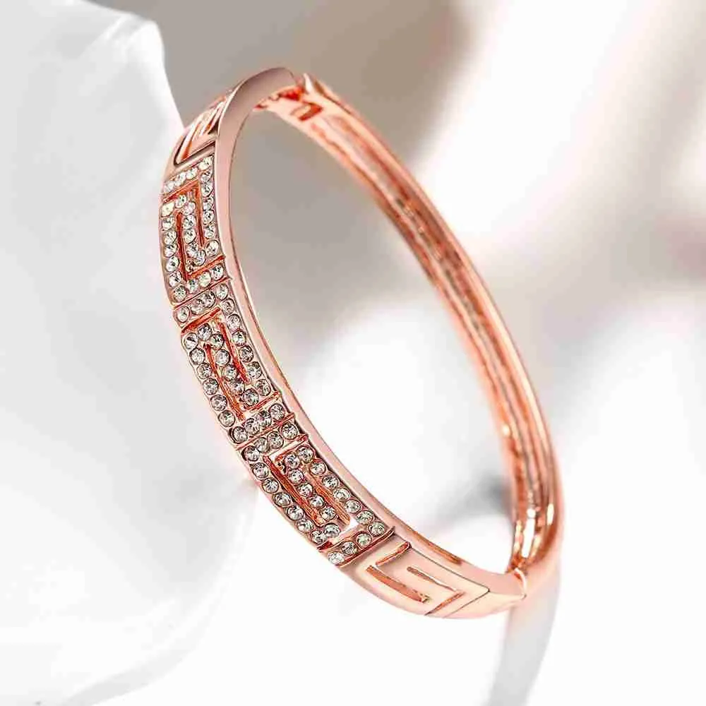 Trendy 18K Gold Plating Letter shaped inlay crystal men bracelet prices in euros ELY