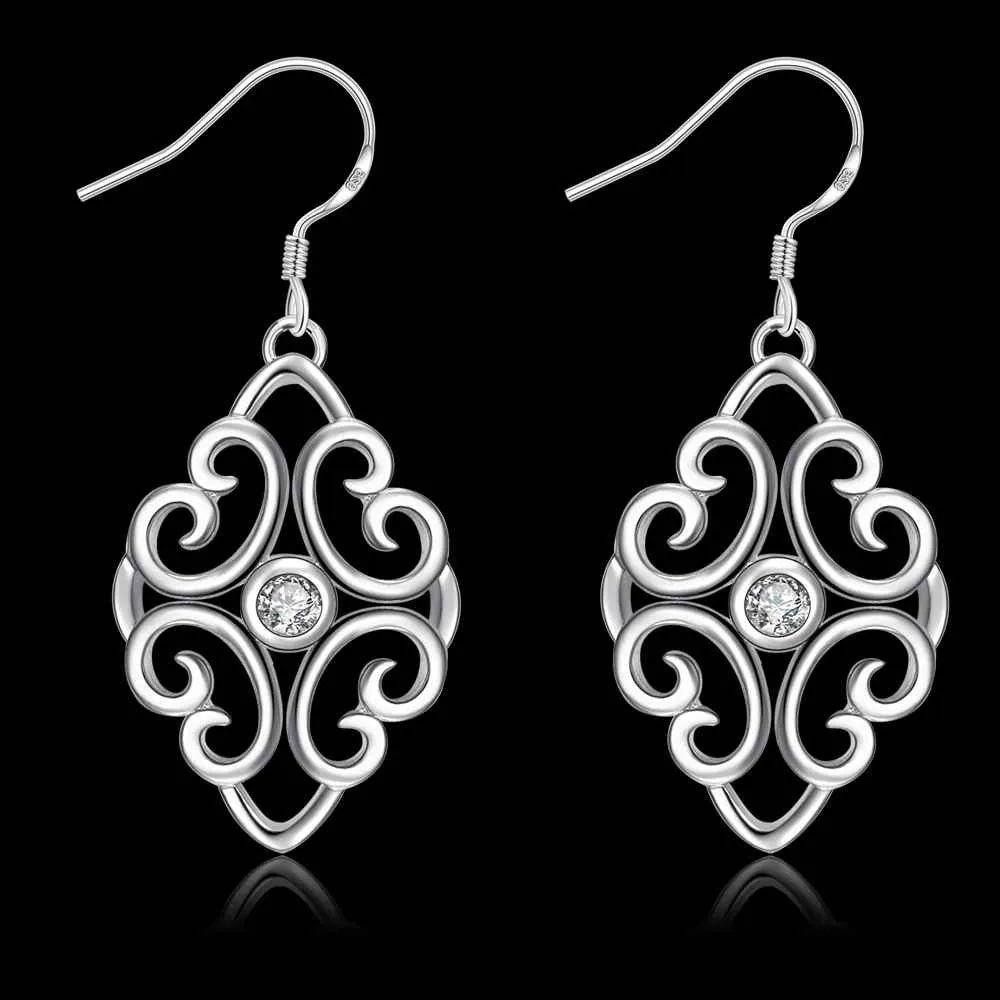 Trendy silver plated earing Geometric beans drop cufflinks jewerly accessories ELY