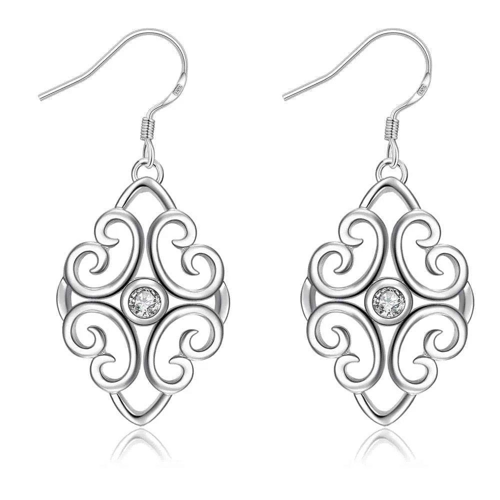 Trendy silver plated earing Geometric beans drop cufflinks jewerly accessories ELY