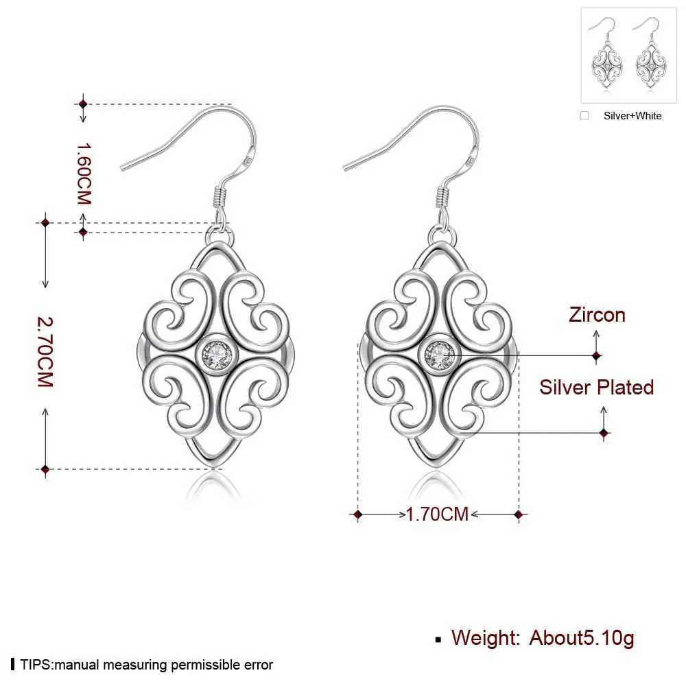 Trendy silver plated earing Geometric beans drop cufflinks jewerly accessories ELY