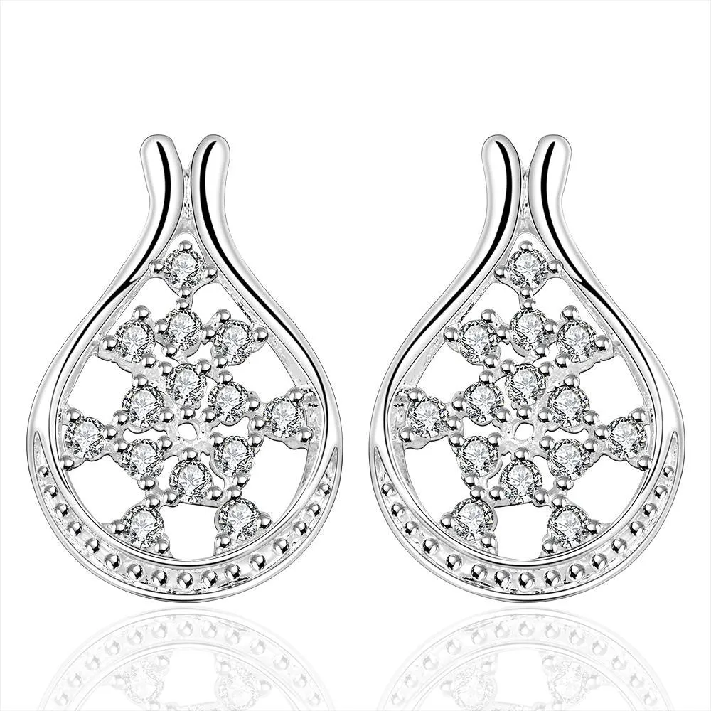Vintage Love silver plated earrings Flower drop brincos de festa Hand Madeball 388 ELY