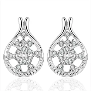 Vintage Love silver plated earrings Flower drop brincos de festa Hand Madeball 388 ELY