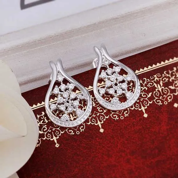 Vintage Love silver plated earrings Flower drop brincos de festa Hand Madeball 388 ELY