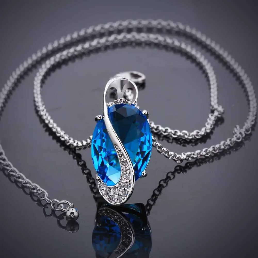 women necklace sapphire jewelry sky stone blue perfume women Gift for her FBLN 3 ELY